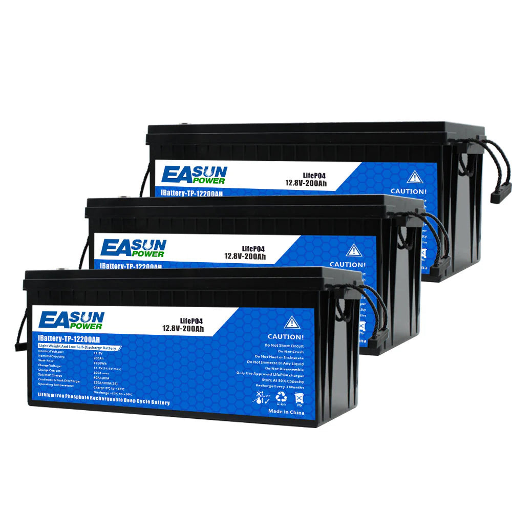 EASUN 12V 200Ah LiFePO4 Deep-Cycle Batterie – doppelte Kapazität, modular erweiterbar