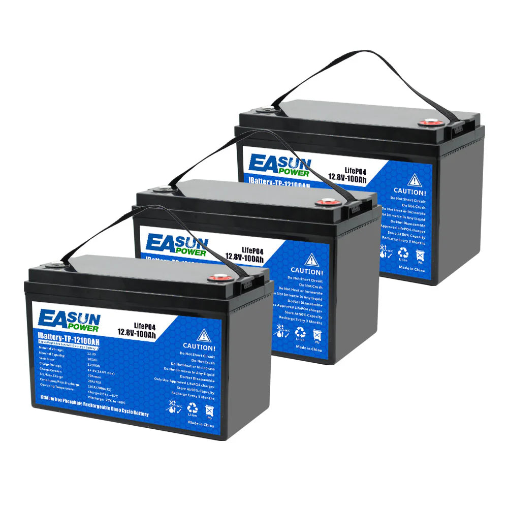 EASUN 12V 100Ah LiFePO4 Wohnmobil/Boot Batterie – 1280 Wh, Group 24, 6000 Zyklen