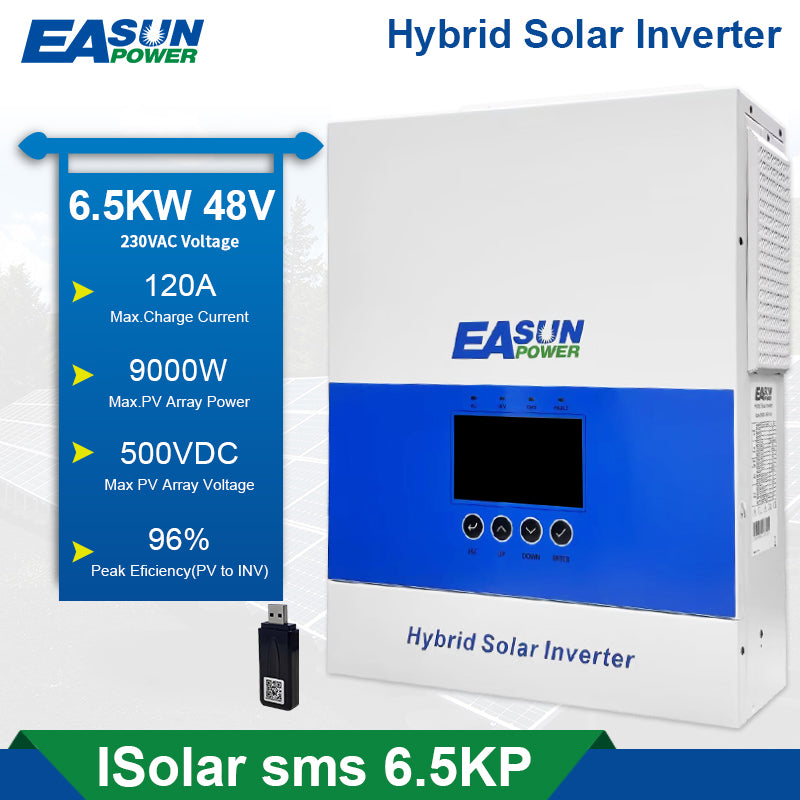 EASUN 6,2kW Off-Grid Wechselrichter – 120A MPPT, Pure Sine, WLAN-Control, EU-Versand
