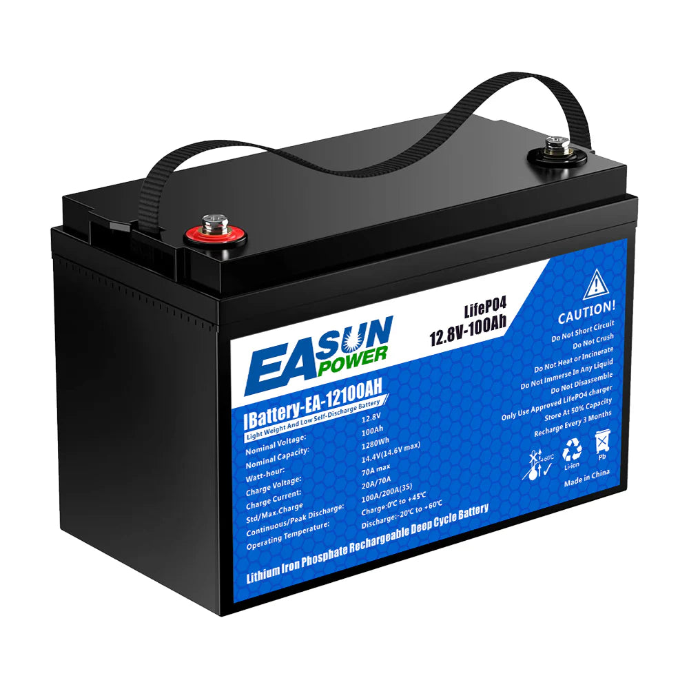 EASUN 12V 100Ah LiFePO4 Wohnmobil/Boot Batterie – 1280 Wh, Group 24, 6000 Zyklen