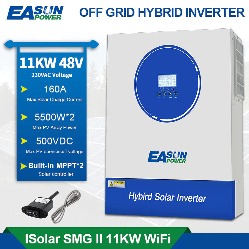 EASUN 11 kW Off-Grid Hybrid-Inverter – Dual-MPPT 160A, BMS & WLAN-Monitoring