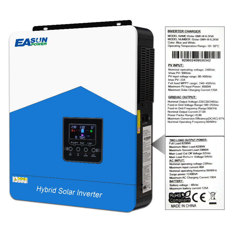 EASUN 48V 6,2 kW Hybrid-Wechselrichter mit WLAN & RS485