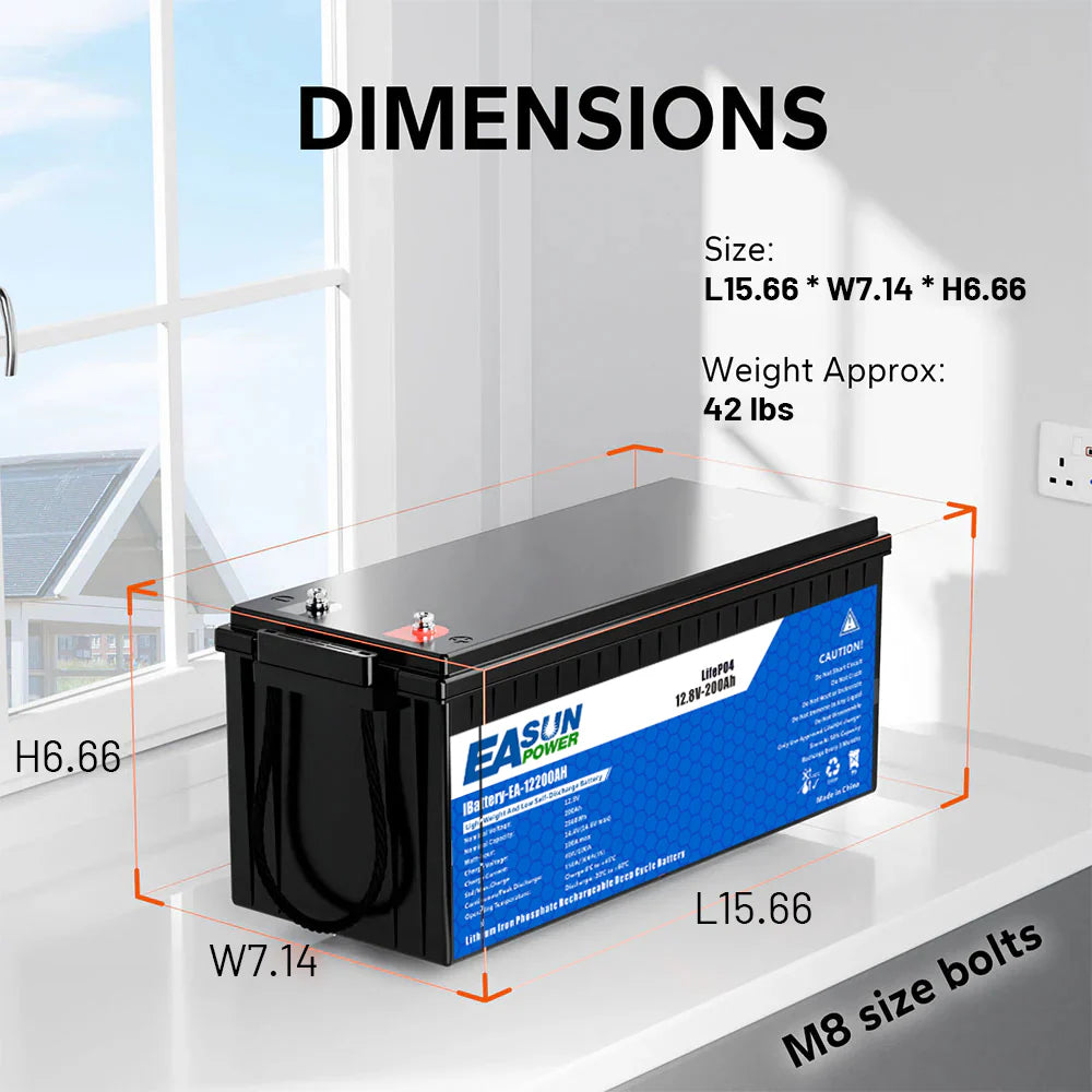 EASUN 12V 200Ah LiFePO4 Deep-Cycle Batterie – doppelte Kapazität, modular erweiterbar