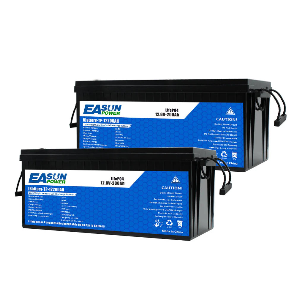 EASUN 12V 200Ah LiFePO4 Deep-Cycle Batterie – doppelte Kapazität, modular erweiterbar