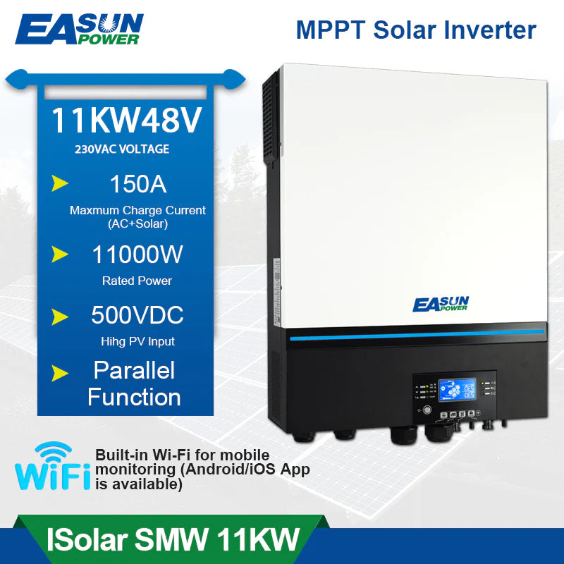 EASUN 11 kW 3-Phasen Off-Grid Wechselrichter – Dual MPPT 150 A & WLAN, parallelschaltbar, EU-Versand