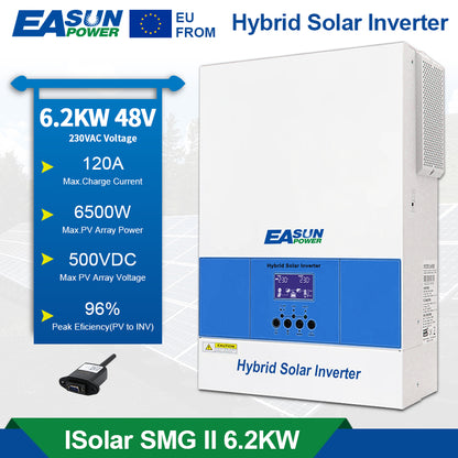 EASUN 6,2kW Off-Grid Wechselrichter – 120A MPPT, Pure Sine, WLAN-Control, EU-Versand