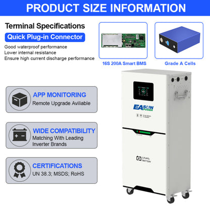 EasunPower 12kW Wechselrichter + 15kWh Batterie 150A ToU WLAN 51.2V 300Ah integriertes BMS