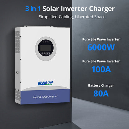 EASUN POWER 12KW 48V Hybrid-Wechselrichter 150A Solar-Ladegerät Dual MPPT WIFI