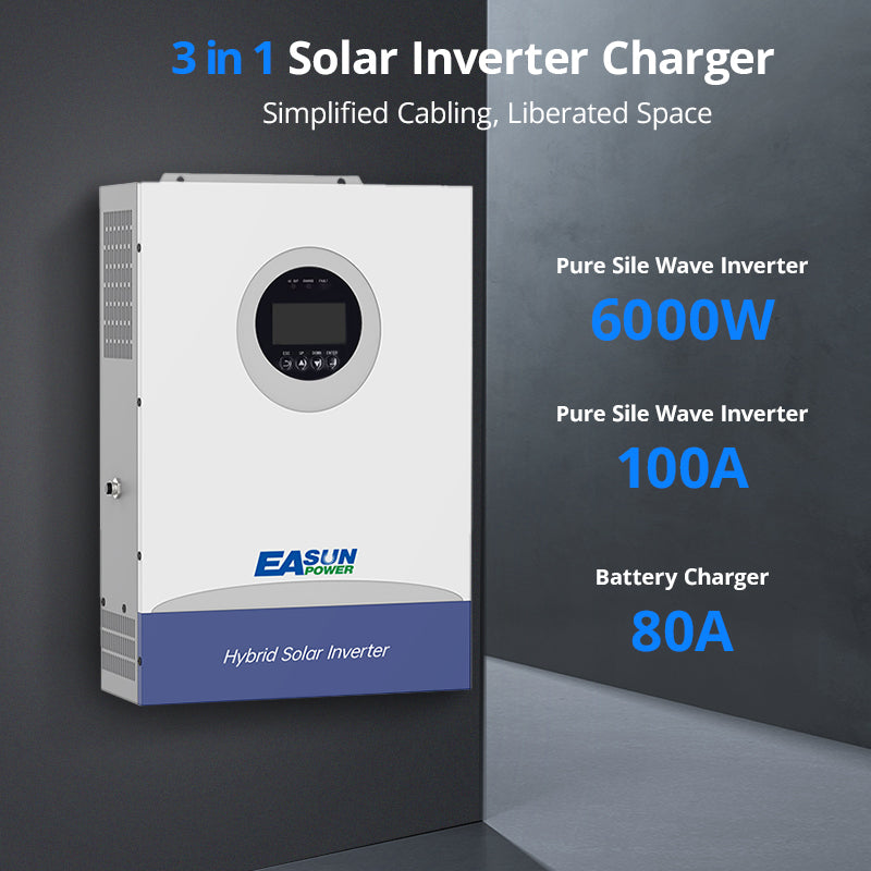 EASUN POWER 12KW 48V Hybrid-Wechselrichter 150A Solar-Ladegerät Dual MPPT WIFI