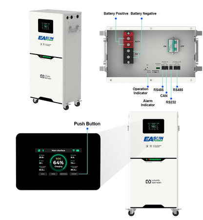 EasunPower 12kW Wechselrichter + 15kWh Batterie 150A ToU WLAN 51.2V 300Ah integriertes BMS