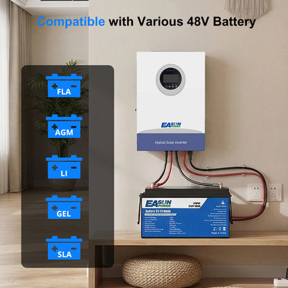 EASUN POWER 12KW 48V Hybrid-Wechselrichter 150A Solar-Ladegerät Dual MPPT WIFI
