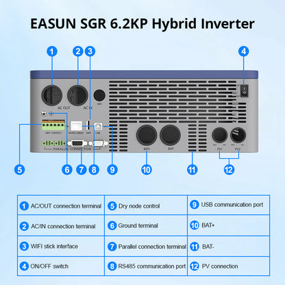EasunPower 12kW Wechselrichter + 15kWh Batterie 150A ToU WLAN 51.2V 300Ah integriertes BMS