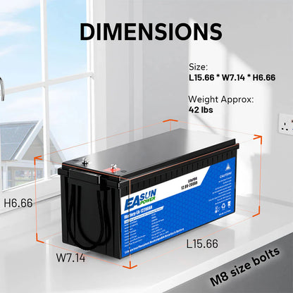 EASUN 12V 200Ah LiFePO4 Deep-Cycle Batterie – doppelte Kapazität, modular erweiterbar